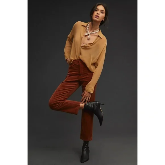 Anthropolgie x MOTHER The Tomcat High-Rise Straight Corduroy Jeans Hopscotch